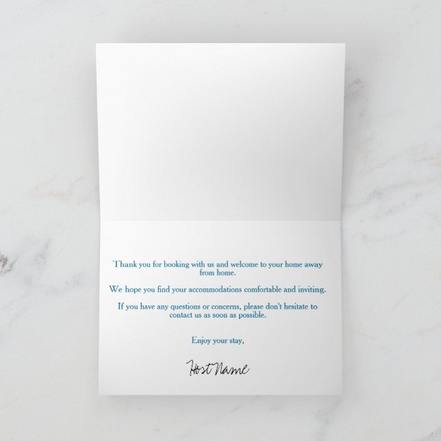 Carte Location Mer Bleu Welcome Note Card 2 (Intérieur)