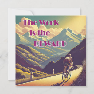 Carte L'Oeuvre Est La Récompense Femme Cycliste Montagne