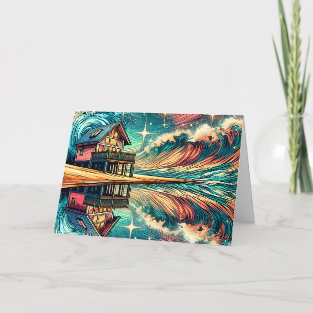 Carte Log Cabine sur la plage Ai Art Anniversaire (Devant)