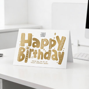 Carte Logo Amusant Faux Or Anniversaire Écriture Manuscr