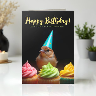 Carte Logo Amusant mignon Entreprise Bruant Oiseau Anniv