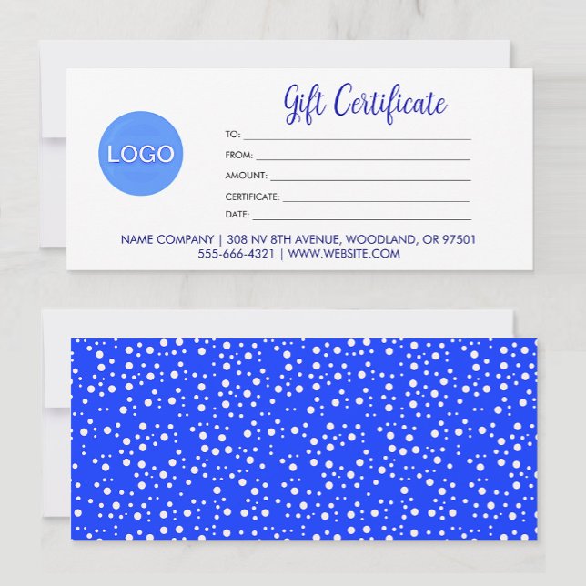 Carte Logo avec certificat de cadeau commercial en écrit (Personalized)