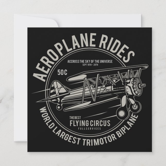 Carte Logo Biplane de l'avion vintage (Devant)