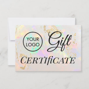 Carte logo blanc opal pierre certificat cadeau