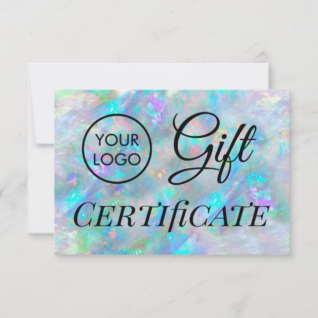 Carte logo bleu opale certificat cadeau (Devant)