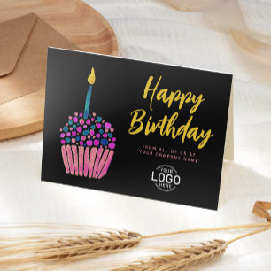 Carte Logo Business Pink Blue Cupcake Black Anniversaire