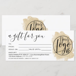 Carte Logo de certificat cadeau parties scintillant or