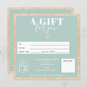 Carte Logo de certificat cadeau vert parties scintillant