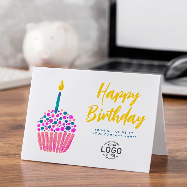Carte Logo de l'entreprise Cute Rose Blue Cupcake Annive (Créateur téléchargé)