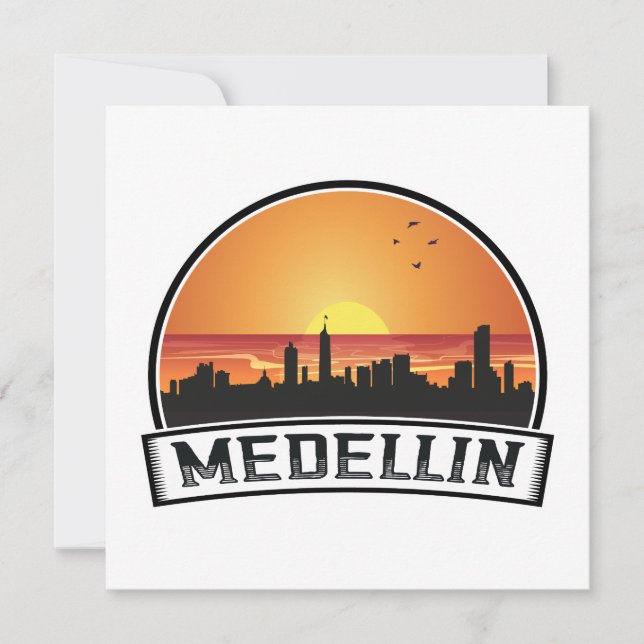 Carte Logo de Medellin Colombia Sunset Skyline City (Devant)