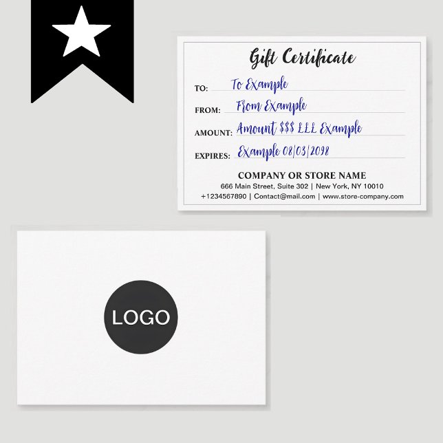 Carte Logo d'entreprise moderne, Certificat cadeau modif (Modern business logo
Simple design
Logo with border)
