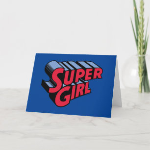 Carte Logo du nom empilé de la superfille rouge et bleue