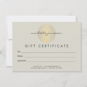 Carte Logo Elegant Gold Leaf sur le certificat cadeau Ta