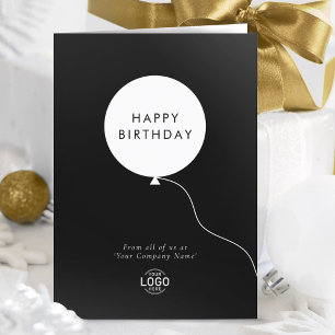 Carte Logo Elegant Simple Black Blanc Balloon Anniversai