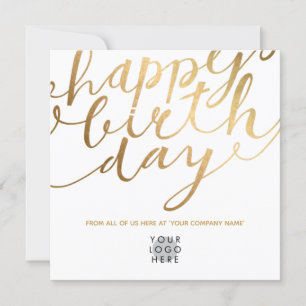 Carte Logo Faux Or Glamour à la main Lettres Anniversair