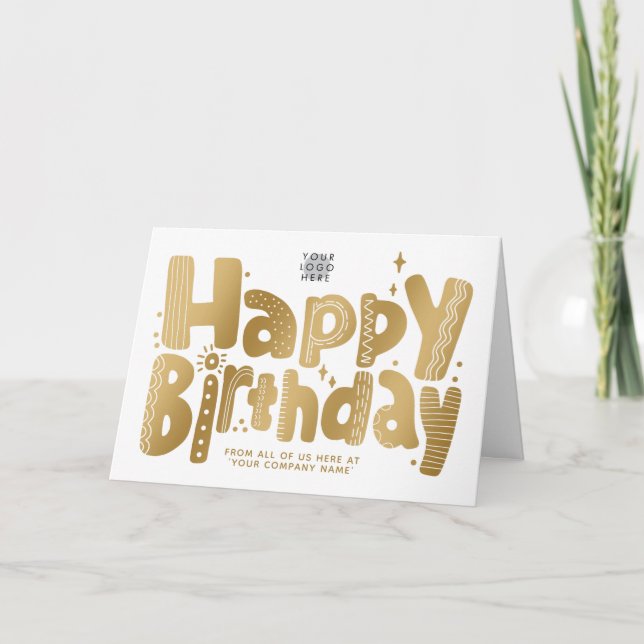 Carte Logo Fun Jouer Faux Or manuscrit Anniversaire (Devant)