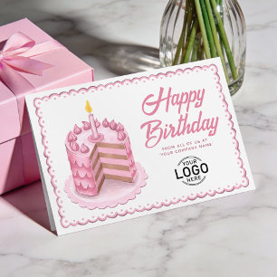 Carte Logo Gâteau Rose Vintage Grande Entreprise Anniver