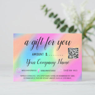 Carte Logo Holographe de certificat cadeau d'entreprise 