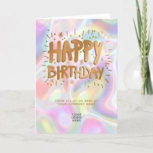 Carte Logo Holographique Faux Gold Joyeux anniversaire