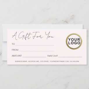 Carte Logo Moderne Élégant   Certificat cadeau rose