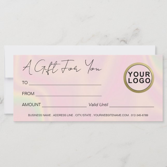 Carte Logo Moderne Elegant Holographique Certificat Cade (Devant)