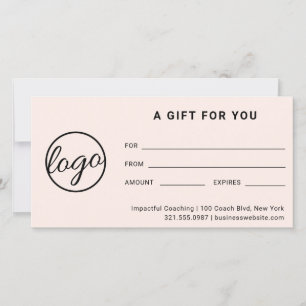 Carte Logo moderne Simple Rose Blush Certificat cadeau