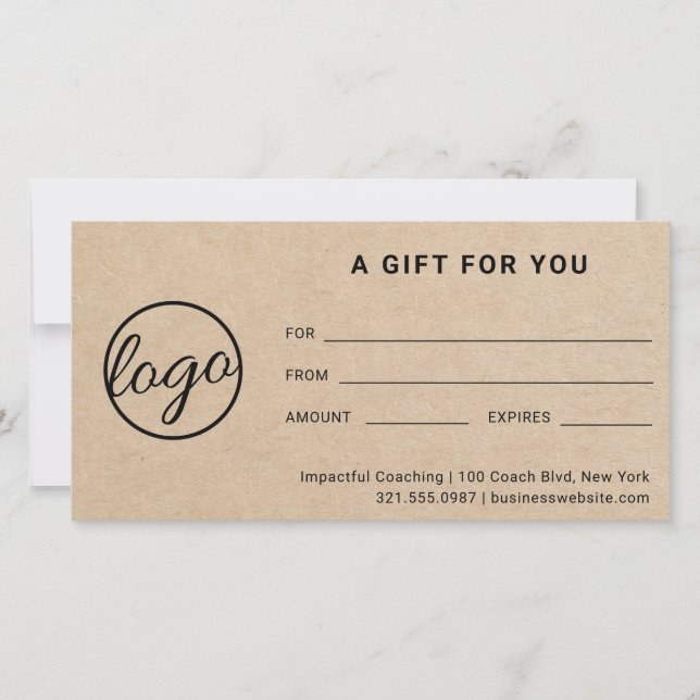 Carte Logo Moderne Simple Rustique Certificat Cadeau (Devant)