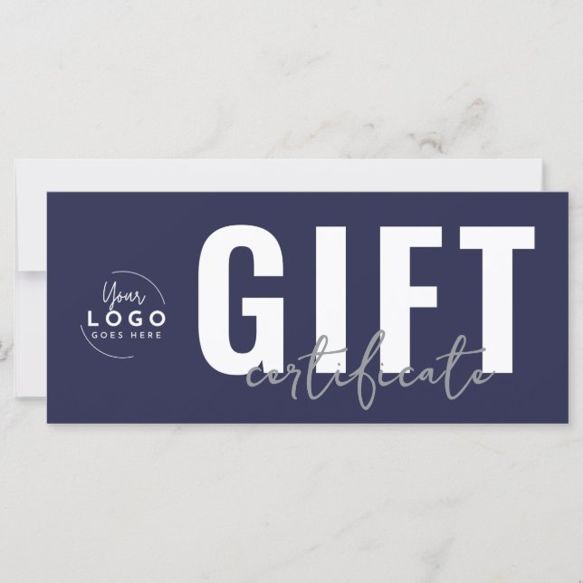 Carte Logo Navy Blue Business Gift Certificate (Devant)