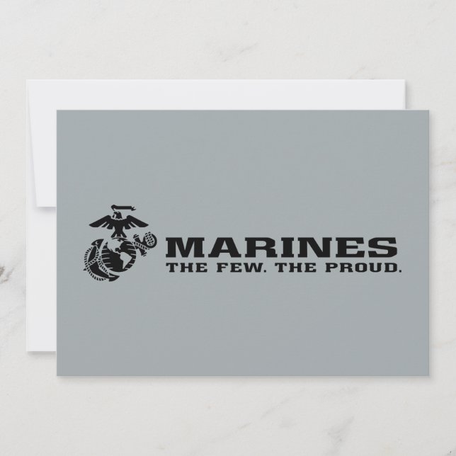 Carte Logo noir empilé USMC "The Rew, The Fiers" (Devant)