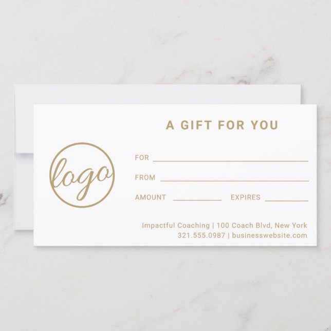 Carte Logo Or moderne Simple Business Certificat cadeau (Devant)