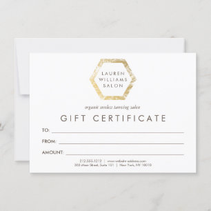 Carte Logo Palms d'or sur le certificat cadeau blanc