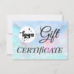 Carte logo pastel faux parties scintillant certificat ca