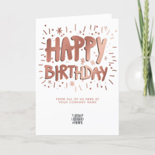 Carte Logo personnalisé Fausse Rose Dorée Joyeux Anniver