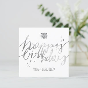 Carte Logo Personnalisé Faux Argent Script Main Blanc An