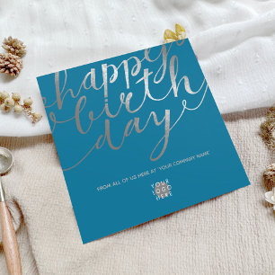 Carte Logo Silver Script Lettres bleu Turquoise Annivers