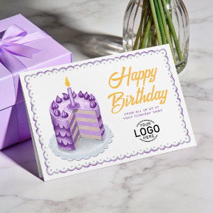 Carte Logo Violet Gris Gâteau Vintage Entreprise Anniver