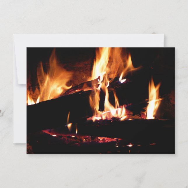 Carte Logs dans la cheminée Photographie de feu chaud (Devant)