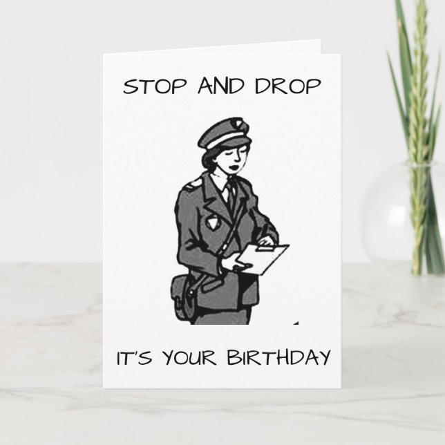 CARTE **LOIS D'ANNIVERSAIRE** POUR LA POLICIÈRE DANS VOT (Devant)