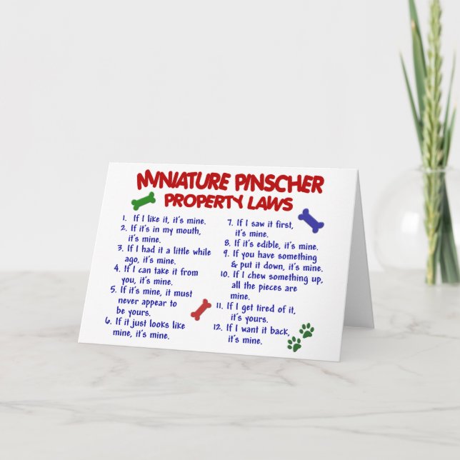 Carte Lois de propriété Miniature Pinscher 2 (Devant)
