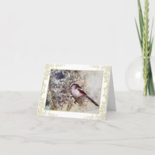 Carte Long-tailed tit vintage notecard