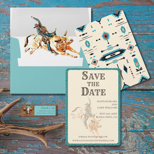 Carte Longhorn Western Ranch Wedding Enregistrer la cart (Créateur téléchargé)