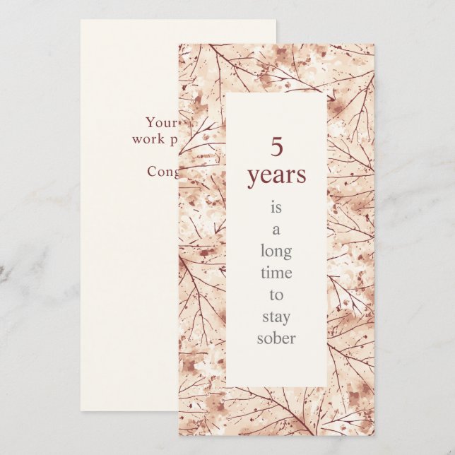 Carte Longtemps pour rester sobre Sobre Sobriety Anniver (Devant / Derrière)