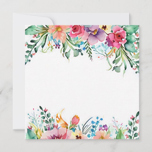 Carte Loose Watercolor Flowers Mariage Anniversaire lumi (Devant)