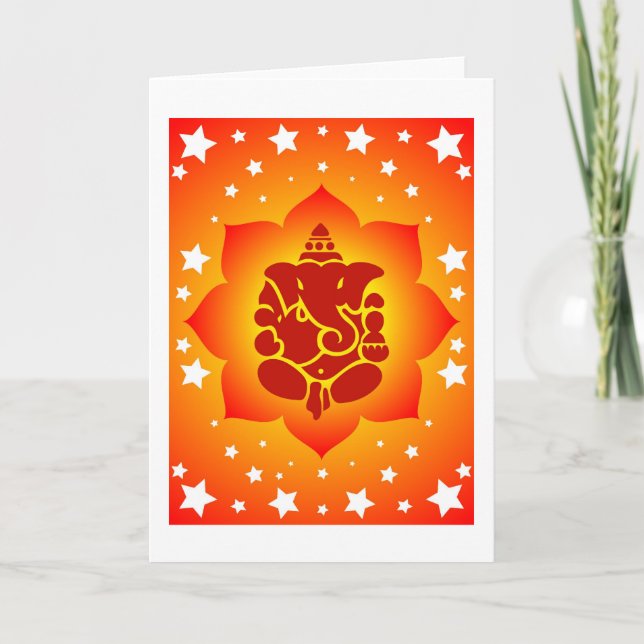 Carte Lord Ganesha Sur Lotus Design (Devant)