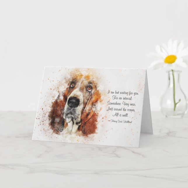 Carte Loss of Pet Dog (Basset Hound) Custom Sympathy  (Petite plante)