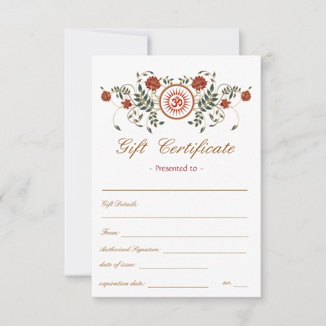Carte Lotus Flower Logo OM Symbole certificat cadeau (Devant)