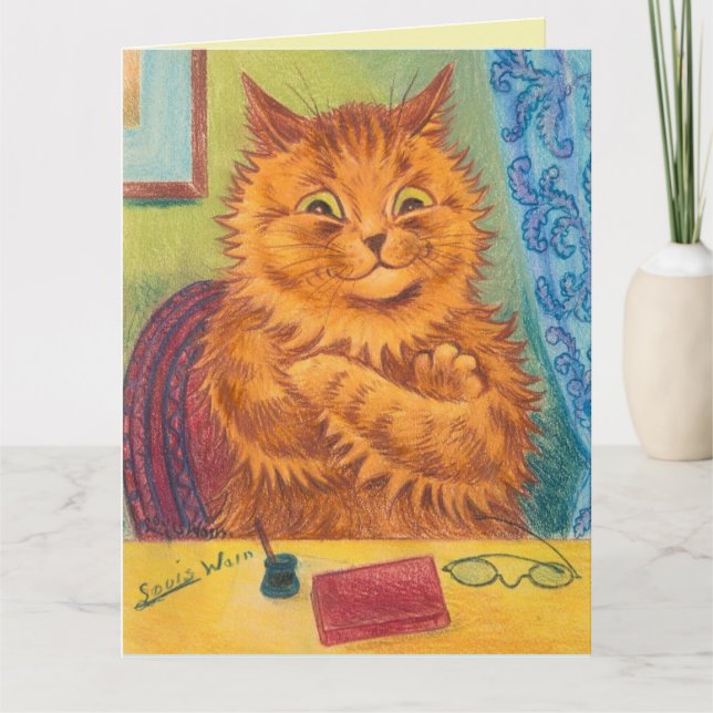 CARTE LOUIS WAIN GINGER ORANGE CHAT ROMANTIQUE ANNIVERSA (Devant)