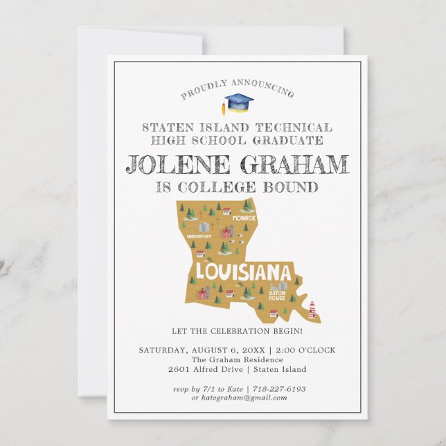 Carte Louisiana | College Bound Graduation Party (Devant)