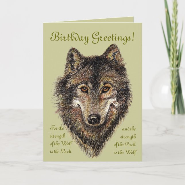 Carte Loup d'anniversaire, loups et citation, animal, (Devant)