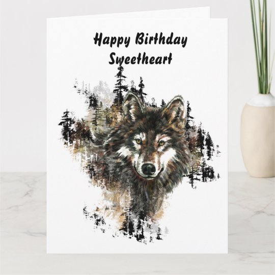 Carte Loup De Blanc D Amoureux De Joyeux Anniversaire Zazzle Ca